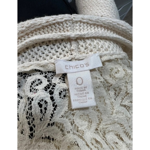 Chico's 0 Sz S Longline Lace Back Long Duster Sweater Cardigan Jacket Lattice - Picture 9 of 13